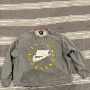 Nike Gray and Yellow Crewneck Sweater